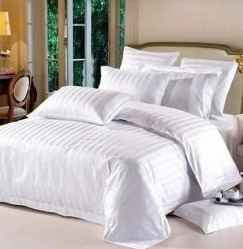 White Striped Bed sheets For Hotels by Ketostics