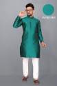 cotton-blend-jacquard-designer-green-kurta