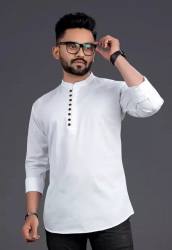 Long Sleeves Solid Short Kurta For Men