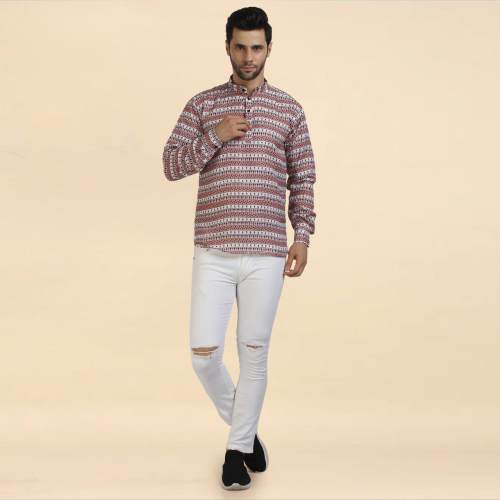 Mens Cotton Blend Short Kurta