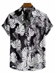 Mens Leaf Printed Lycra Shirt