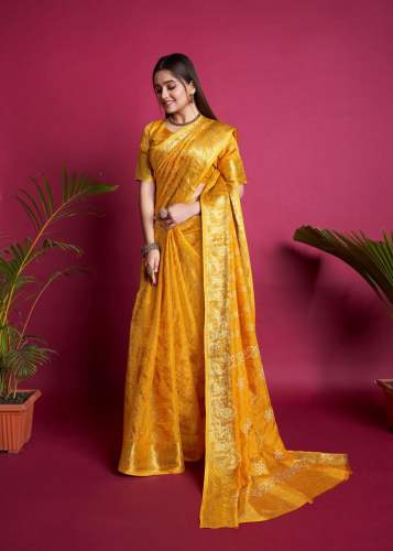 New Collection Art Silk Block Print Bandhani Saree