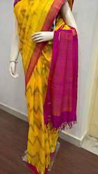 Pink and Yellow Silk Cotton Saree