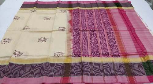 Block Printed Soft Silk Kanchipuram Saree by Sai Prathik Collections