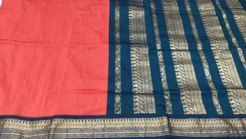 Contrast Border Kalyani Cotton Plain Saree  by Sai Prathik Collections