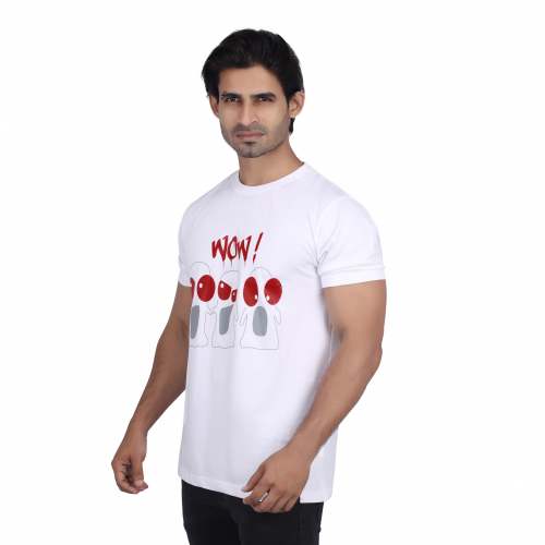 BRAND COLOR TAGG 100% COTTON MENS WHITE PRINTED T-SHIRT