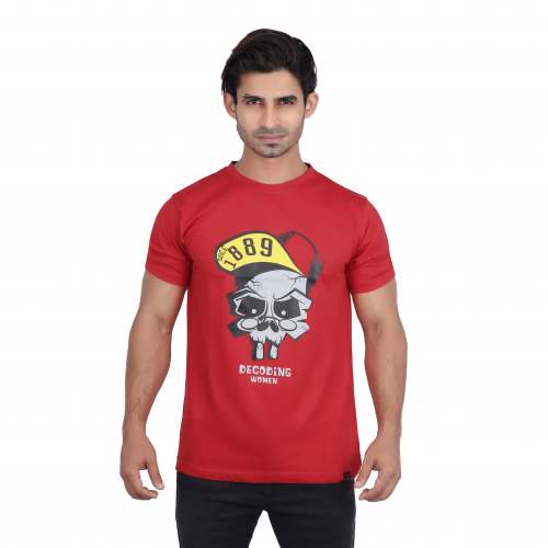 brand color tagg 100 cotton red printed mens t shirt