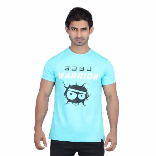 BRAND COLOR TAGG MENS AQUA BLUE PRINTED MENS T-SHIRT by Grey Rock