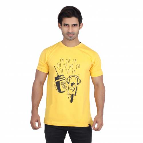 brand color tagg 100 cotton printed mustard yellow mens t shirt