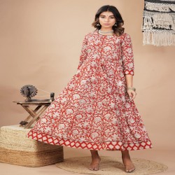 bagru Handblock printed anarkali dress