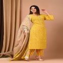 bagru handblock printed suit with cotton mulmul dupatta thumb 5