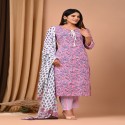 Bagru handblock printed Suit with mulmul dupatta thumb 1