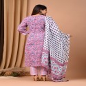 Bagru handblock printed Suit with mulmul dupatta thumb 4