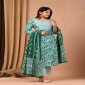 floral handblock printed suit with mulmul dupatta thumb 2