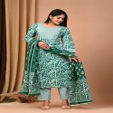 floral handblock printed suit with mulmul dupatta thumb 3