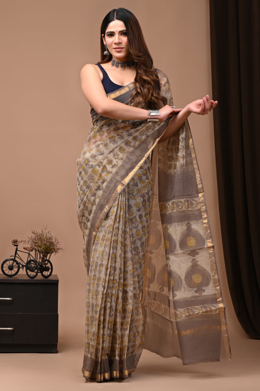 Kotadoria Saree Bagru Hand Block Vanaspati Printed by print factory bagru