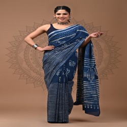 Mulmul Saree Bagru Hand Block Printed