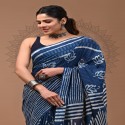 Mulmul Saree Bagru Hand Block Printed thumb 1