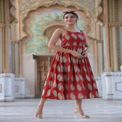 one piece dress bagru hand block print