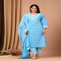premium bagru handblock printed suit with cotton dupatta