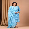 premium bagru handblock printed suit with cotton dupatta thumb 3