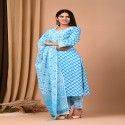 premium bagru handblock printed suit with cotton dupatta thumb 4