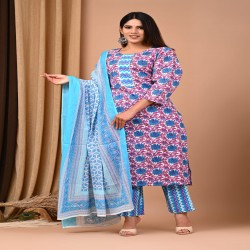 premium bagru handblock printed suit with cotton mulmul dupatta