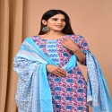 premium bagru handblock printed suit with cotton mulmul dupatta thumb 1