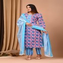 premium bagru handblock printed suit with cotton mulmul dupatta thumb 3