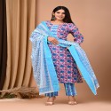 premium bagru handblock printed suit with cotton mulmul dupatta thumb 5