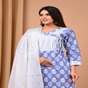 premium bagru handblock printed suit with mulmul cotton dupatta thumb 2
