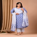 premium bagru handblock printed suit with mulmul cotton dupatta thumb 3