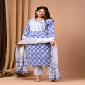 premium bagru handblock printed suit with mulmul cotton dupatta thumb 5