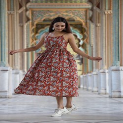 Pure Cotton Dress Bagru Handblock Print