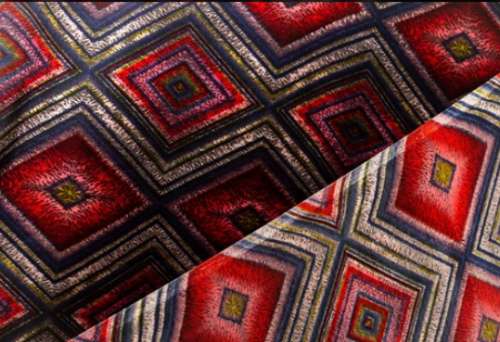 Diamond Shape Printed Raw Silk Fabric