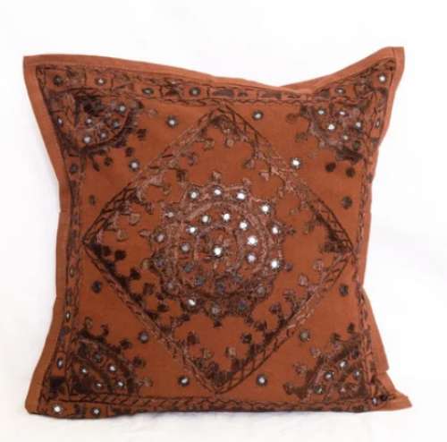 Handmade Mirror Work Embroidery Cushion Cover