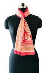 Leaf Printed Cotton Scarf Female
