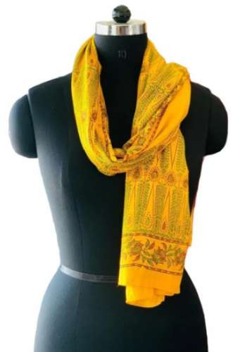 Yellow Color Cotton Printed Scarf  by H K Prints