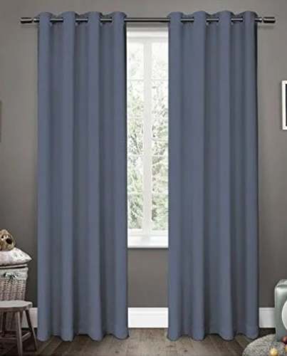 Grey Plain Polyester Blackout Curtain by Osho International