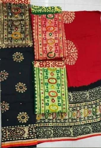 Fancy Wax Batik Suit With Chiffon Dupatta
