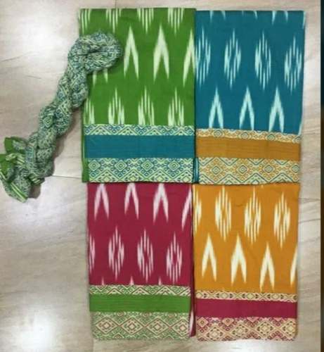 Ikat Print Cotton Dress Material 