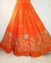 Orange Dupion Silk Embroidery Lehenga Choli