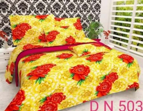 3D Double Printed Yellow Bed Sheet 