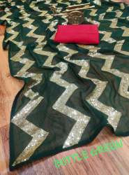 Georgette with 3 mm sequence zig zag pattern Saree