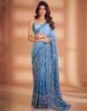 Padding Blue Georgette Embroidered Sonam Saree 