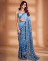 Padding Blue Georgette Embroidered Sonam Saree  thumb 2