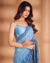 Padding Blue Georgette Embroidered Sonam Saree  thumb 3