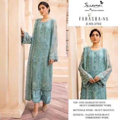 Embroidery Georgette Pakistani Sharara Suit by Bipson Prints Private Limited