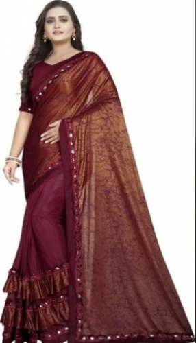 Brown Georgette Digital Printed Saree For Women by Flyingwing Enterprise