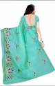 Cotton Sky Blue Embroidery Saree For Women thumb 1
